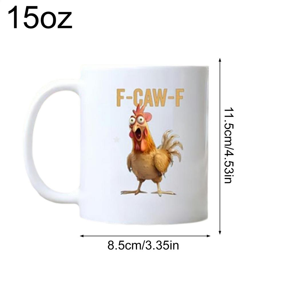 Ceramic F-Caw-F Chicken Coffee Mug 15oz Funny Beverage Container Novelty Coffee Mug Tea Cup Birthday Gifts For Men Women Friends