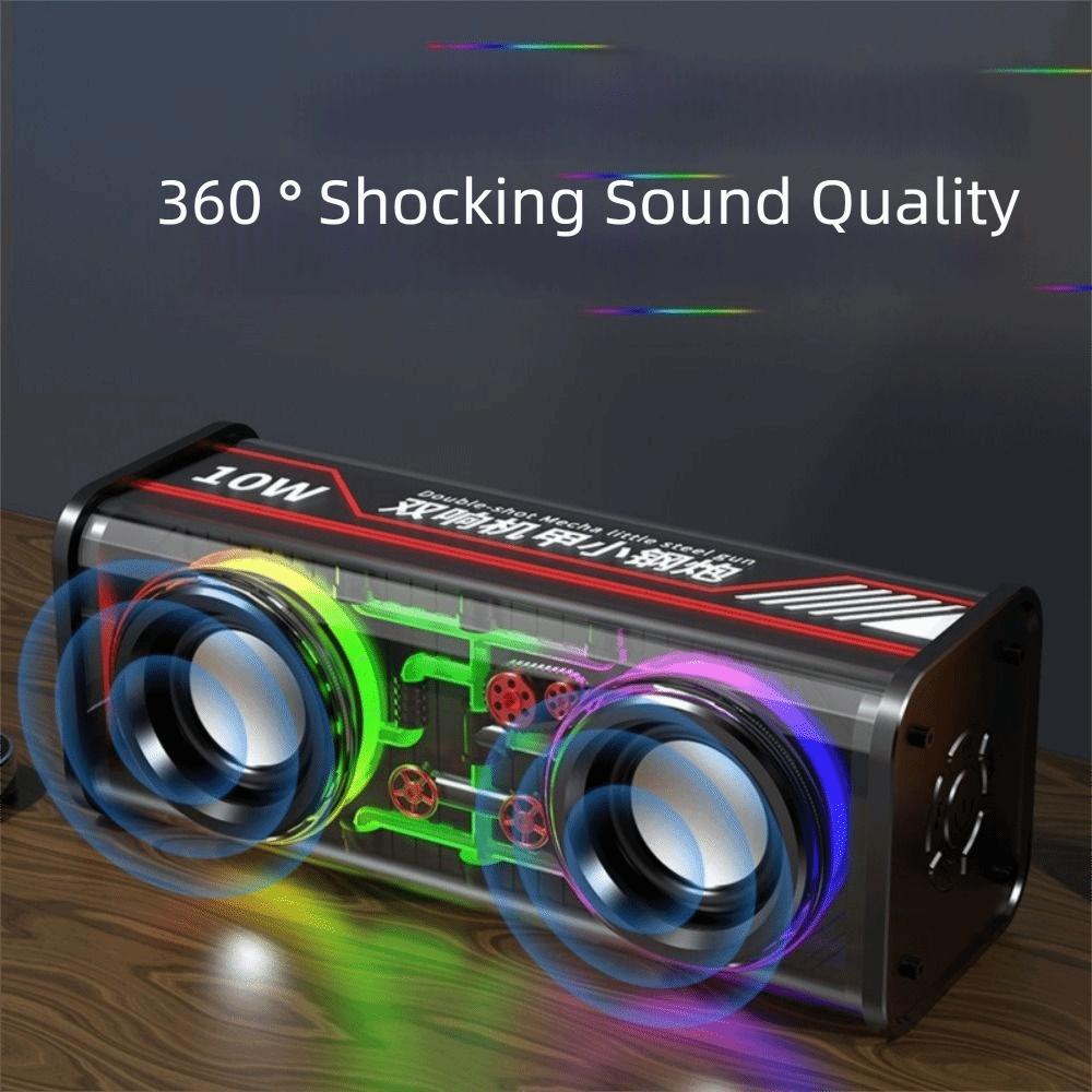 Bluetooth 5.0 V8 Transparent Mecha Speakers 1800mAh Battery Mini Party Loudspeaker Outdoor