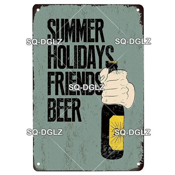 SQDGLZ Vintage Beer Tin Sign  Retro Metal Poster for Bar Wine Cocktail Kitchen Wall Decor  Classic Metal Plaque  Wall Sticker