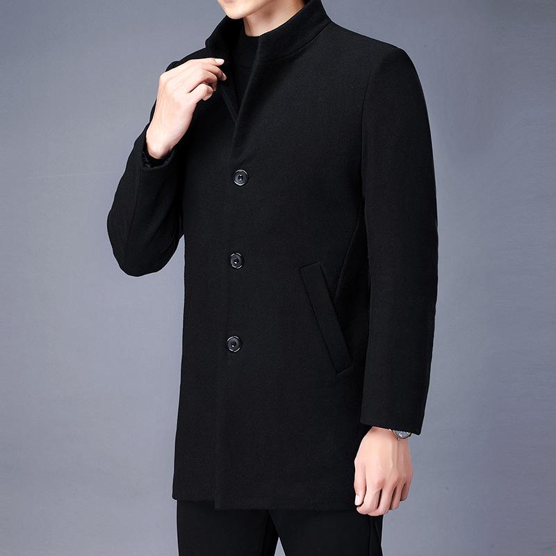Men's Wool Coat: Casual Mid-Length Plus-Size Warm Jacket for Autumn/Winter