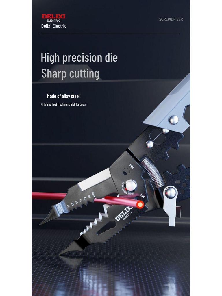 Delixi Electrician Multifunction Wire Strippers: Skinning, Crimping, Wrapping, Cutting Pliers