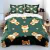 Multiple Sizes Cartoon Smiling Dog Pattern Bedding Set 1 Duvet Cover 2 Pillowcases for Adult and Children Luxury Gift Full Size