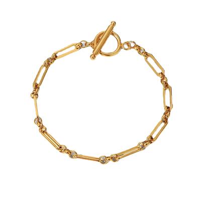 Trendy Cuban Link Chain Fine Bracelet Stainless Steel 14K Gold Plated Women's Jewelry Party