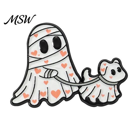 Halloween Jewelry Accessory Cartoon Ghost Enamel Brooch, Spooky Metal Lapel Pin, Brooch Sweater Cardigan Coat Suit Scarf Decor, Men Women Clothing