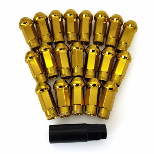 SOROPARTS Steel Wheel Nuts, M12P1.5, Forged Steel, Set of 20, 48mm Long (Silver and Gold)