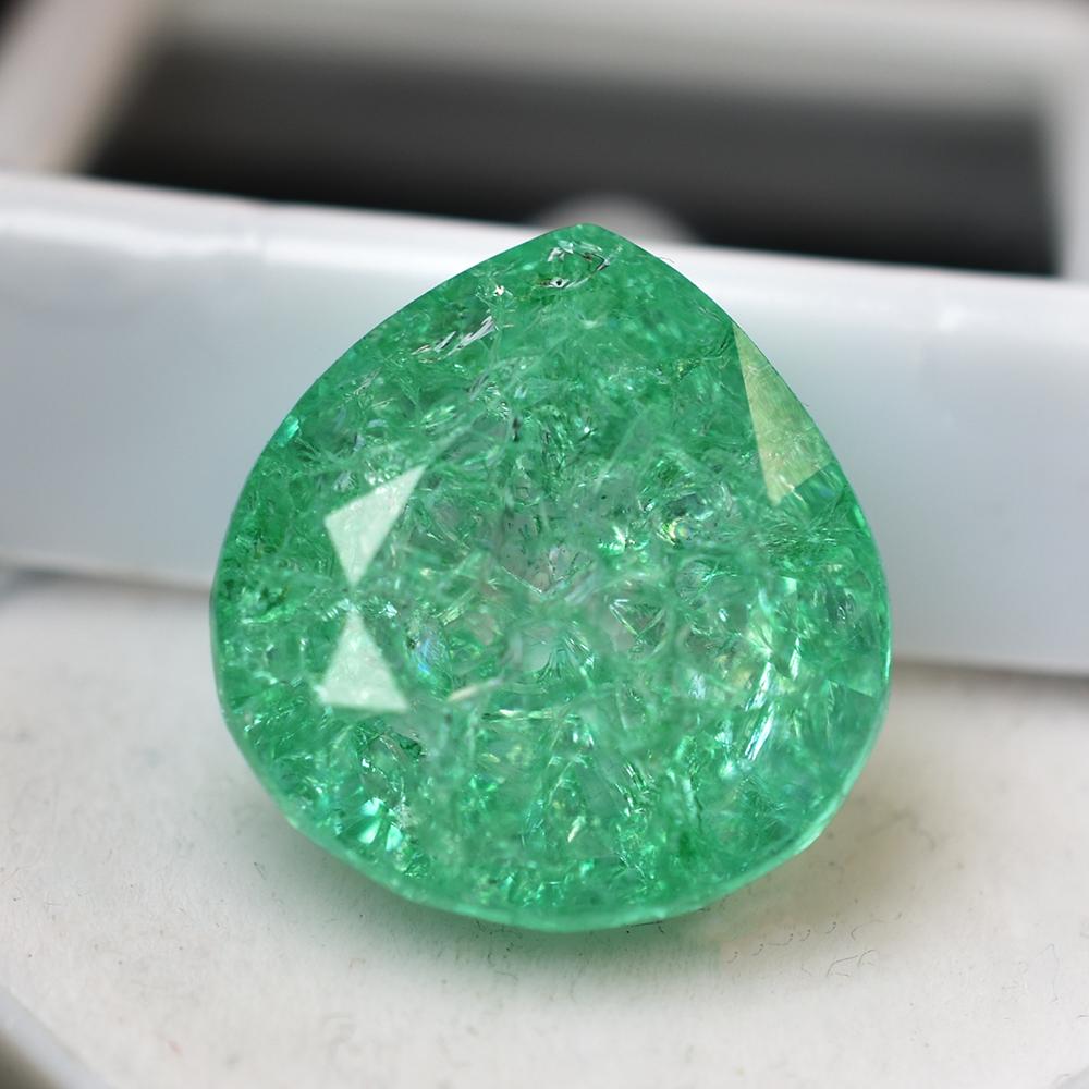 Natural Green Emerald Loose Gemstone 15.50 ct Pear Cut Making for Jewelry Making and Gem Collections