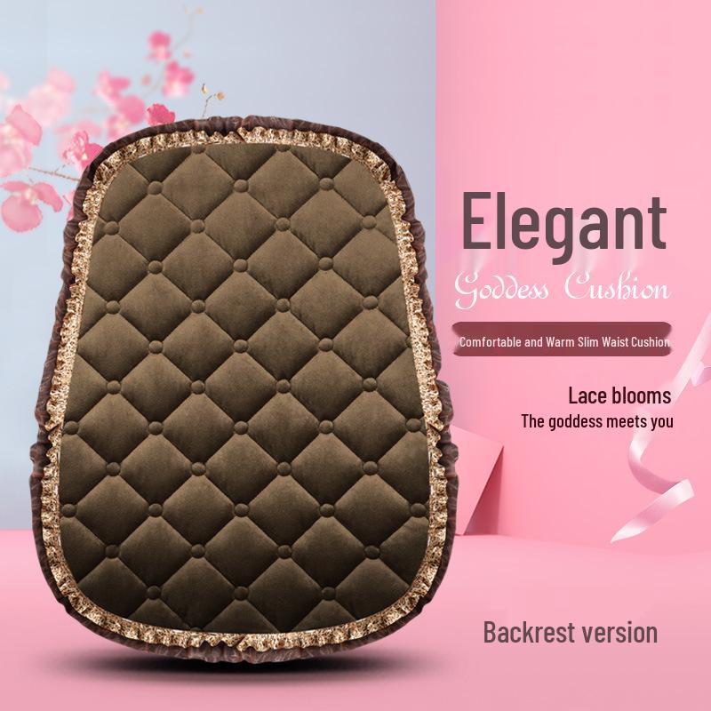 Uniwersalna antypoślizgowa pluszowa poduszka na fotel samochodowy z koronkowym wykończeniem na jesień i zimę