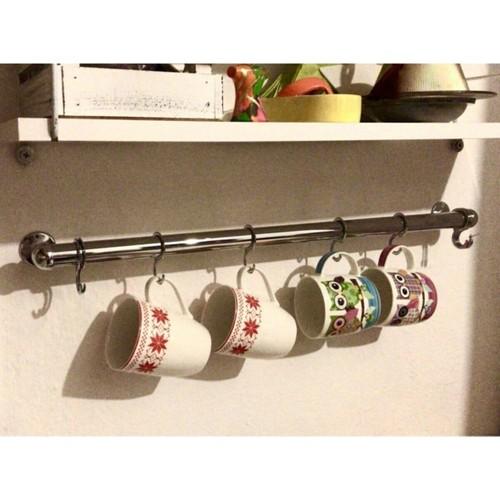 

50 см хромированная чашка кухонной кружки с кронштейнами для вешалок для ванной комнаты