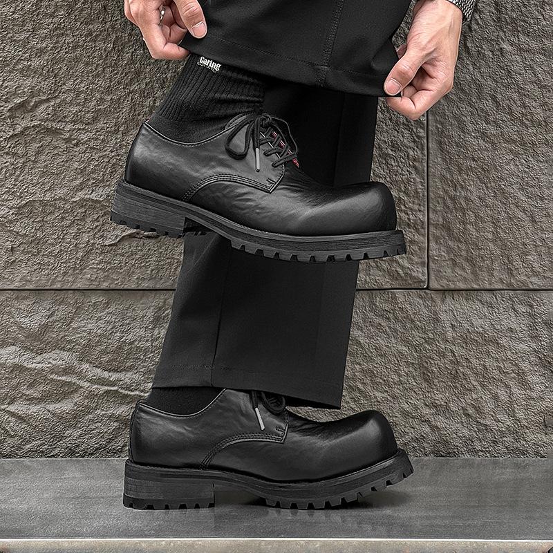 2025 spring and summer new British style Derby shoes men's casual and comfortable versatile height increase solid color leather shoes 15548-J