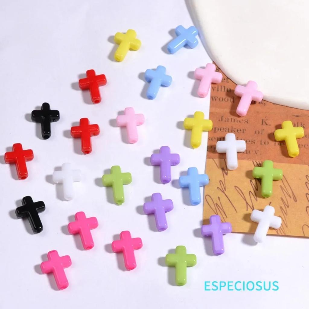 Z17 100pcs New Cartoon Cross Acrylic Bead Fresh Charms Minimalist Bracelet Spacer Accssories Material DIY Jewelry Gift Trend