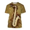 Saxophone Series 3D Printed Men's Casual Short Sleeved T-shirt Sportwear Men T-shirts
