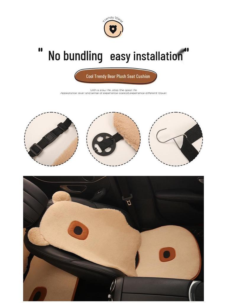 Cute Bear Plush Winter Car Seat Cushion for Mazda EZ6, CX30, CX50, and Mazda 6