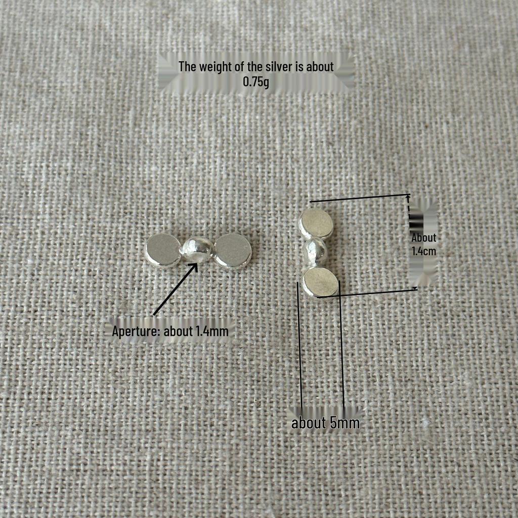 Handmade Thai Silver Round Disc Bow Knot Spacer Beads for DIY Bracelet Accessories
