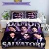 3-teiliges Bettwäscheset mit The Vampire Diaries Muster Bettbezug-Set enthält Bettbezug & Kissenbezüge, perfekte Ganzjahres-Schlafzimmerdekoration & Geschenk