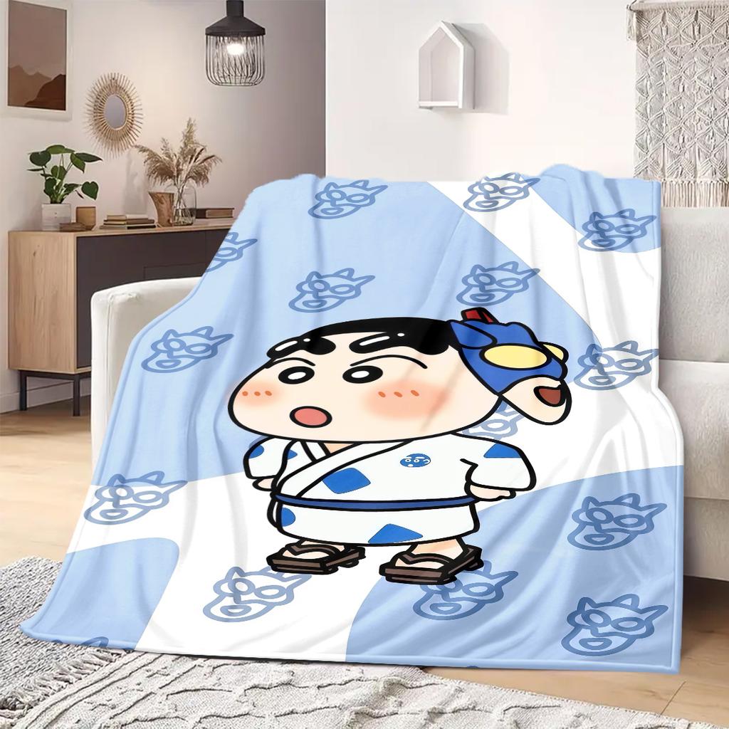 Shinchan Anime Print Blanket Warm Comfortable Flannel Blanket Suitable for Bedrooms, Sofas, Beds, Chairs, Picnics, Travel