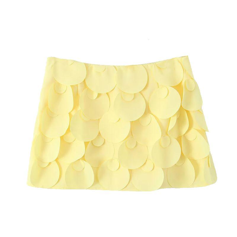 Kaslead New Women Clothes Western Style Fashion Simple Handmade Decorative Wafer Skirt Pants Mini Skirt