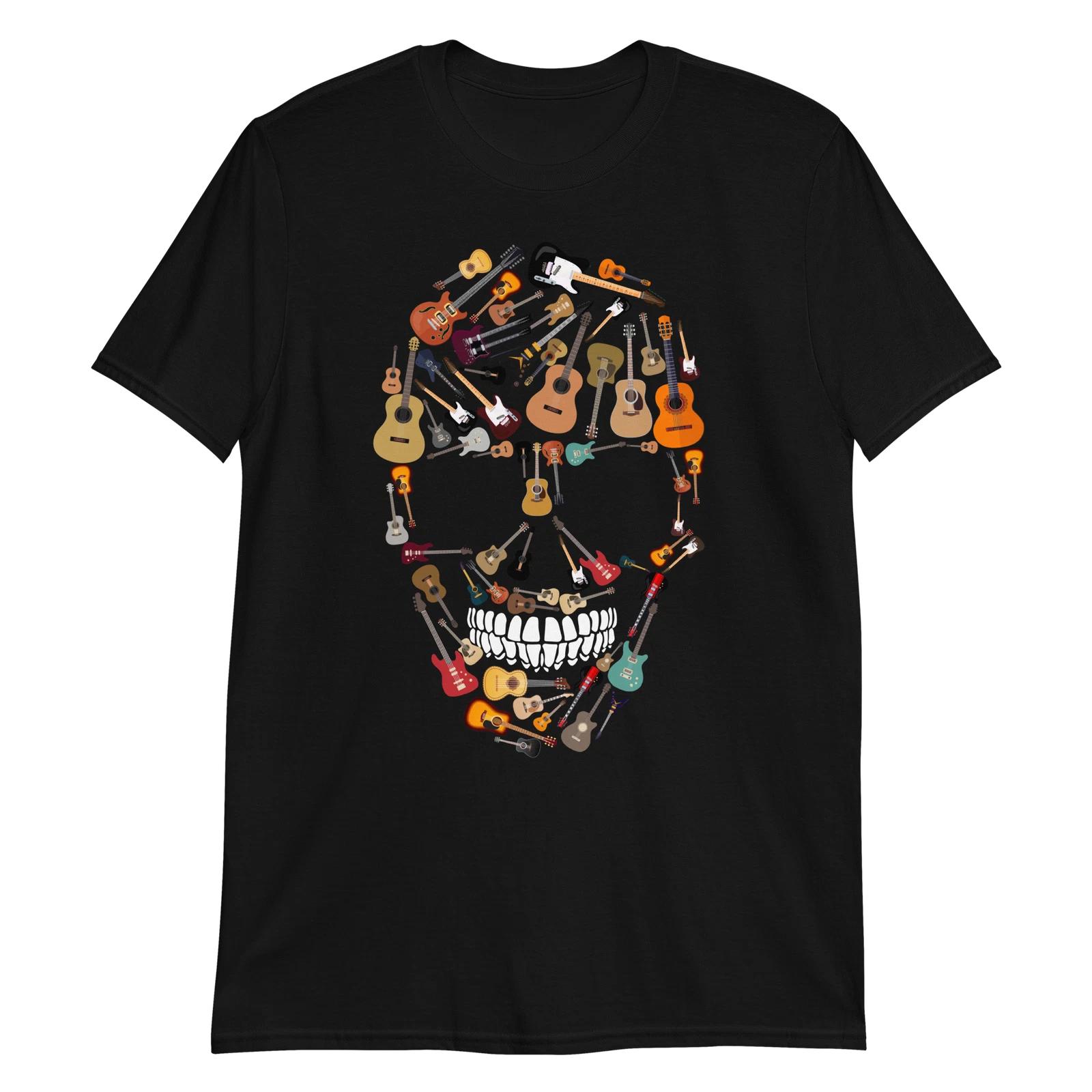 Guitar Skull Unisex T-Shirt Rock Punk Biker Music Retro Punk Horror Death Grunge S