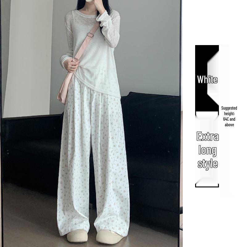 Women's Floral Yamamoto High-Waist Loose White Pants, Autumn 2025 Collection - Relaxed Narrow & Wide Leg.