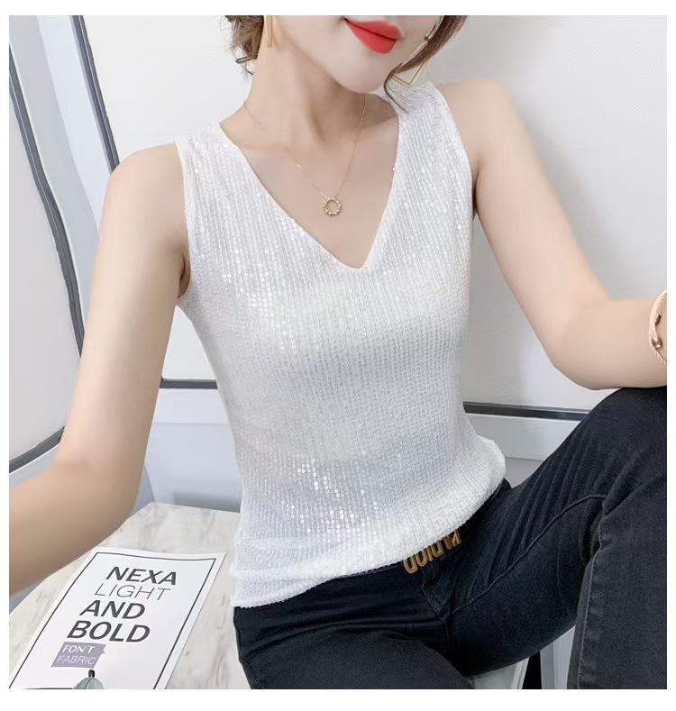 2025 V-Neck Sequin Beaded Glitter Camisole Women's Fashion Vest