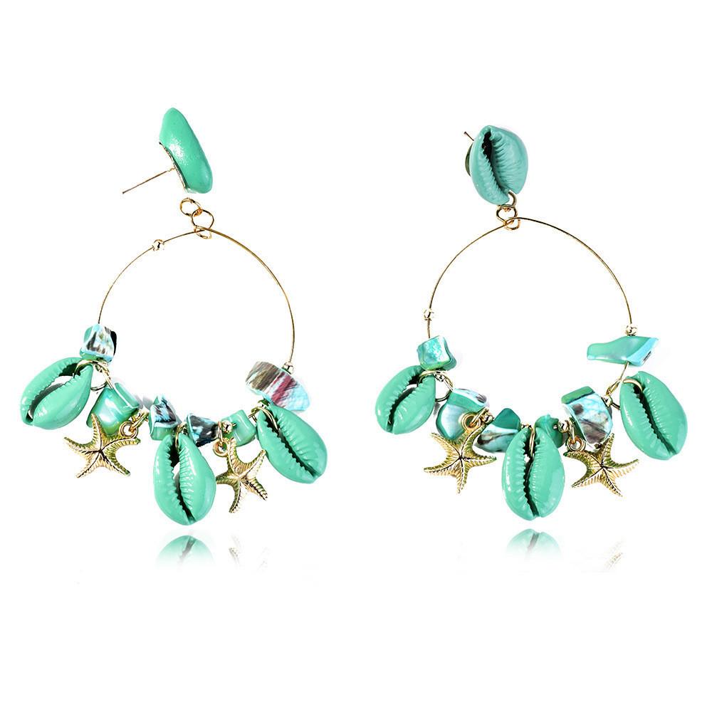 

Элегантные серьги-подвески из ракушек разных цветов для женщин, идеально подходящие для лета 2021 года зелёный