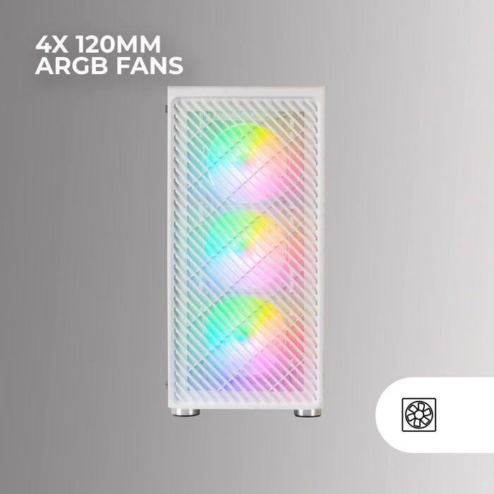 Boîtier PC - Mars Gaming - MC-F - 4 ventilateurs ARGB - Verre trempé - Panneau METAL-MESH