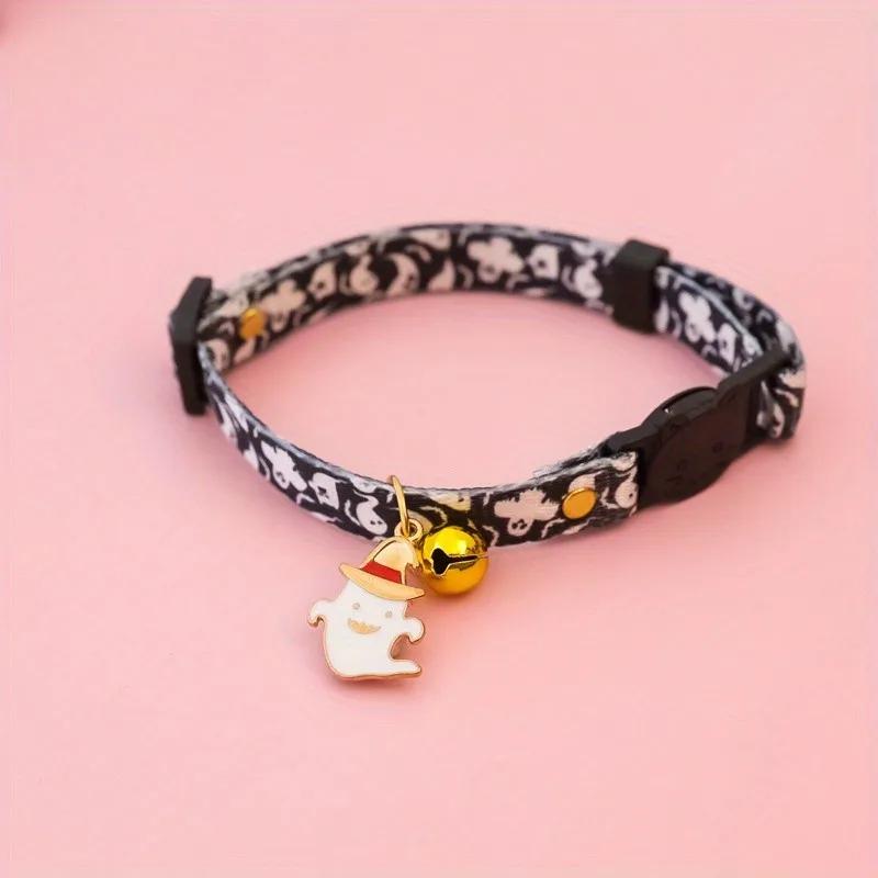 

Pet Supplies Halloween Ribbon Series Cat and Dog Collar Ghost Spider Skull Pumpkin Collar 30-48CM