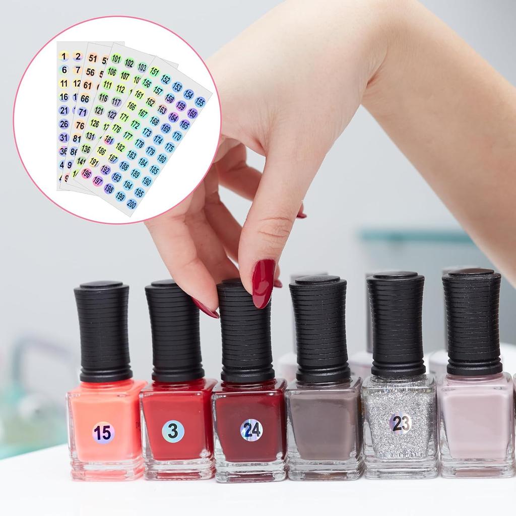 16 Sheets Round Clear Number Stickers 1-200 - Sparkling Self Adhesive Labels for Organizing Storage B & Boxes