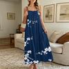 Women Sleeveless Maxi Dress Spaghetti Strap Floral Geometric Print Long Dress Casual Summer Vacation Beachwear