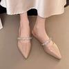 Summer Womens Flat Shoes With Pointed Head Design And Rhinestone Decoration For Casual Wear