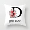 Personalized Name Flower Letter Pillow Case Alphabet Print White Square Pillow Case Dust Cover Bedroom Party Decoration