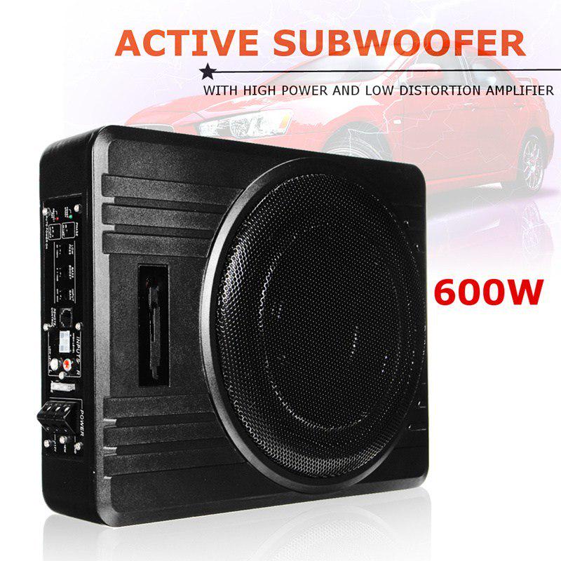 8in Under Seat Powered Subwoofer Active Hideaway Car/Truck Sub w/ Amp Kit 600W e
