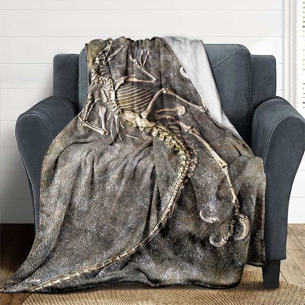 Dinosaur Fossil Display Cozy Blanket Soft Warm Cozy Perfect for Sofa Couch Office Bed Picnics for All Occasions Modern Style Unique Accessory Y3