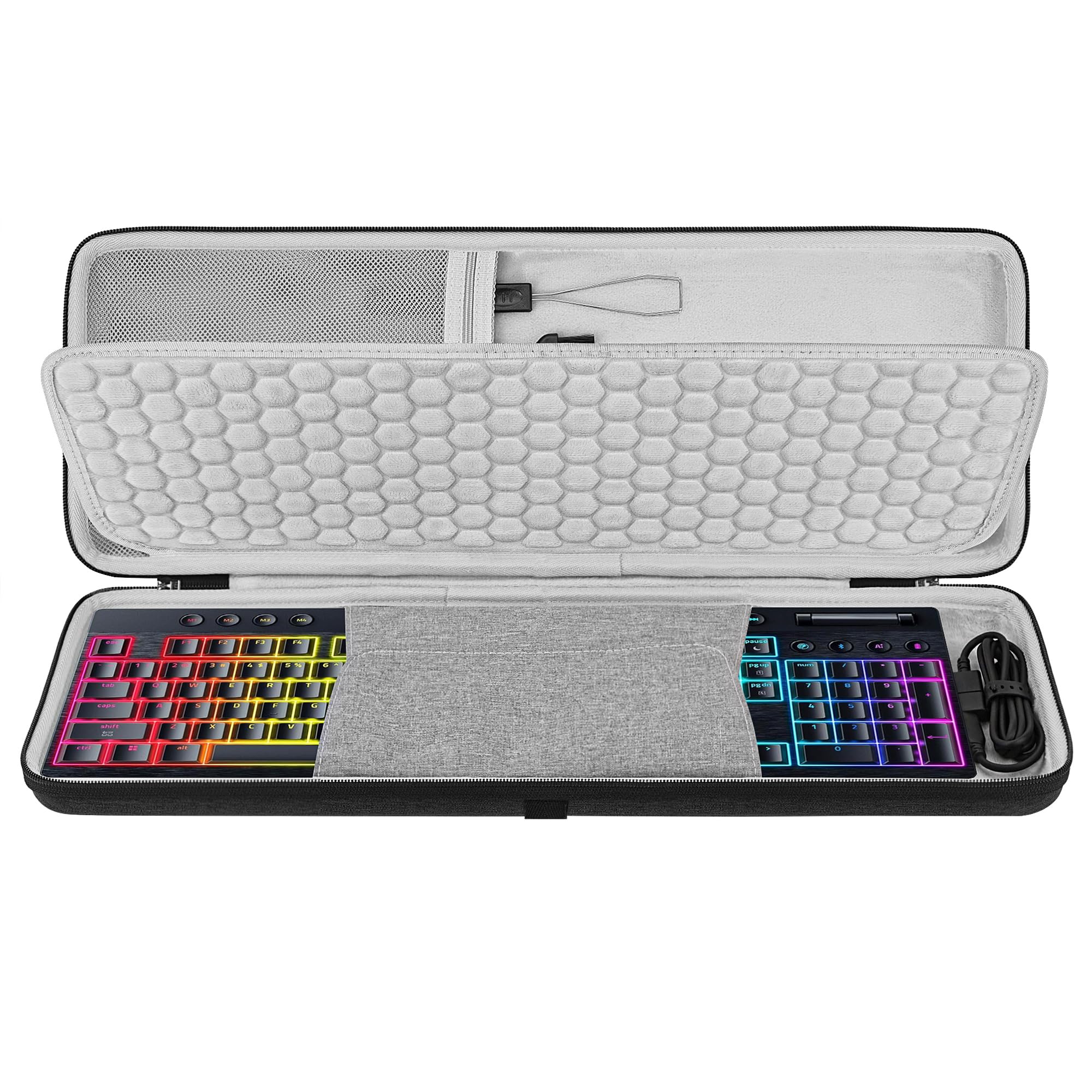

Geekria Keyboard Case for Razer BlackWidow V4 Low Profile/DeathStalker V2, Corsair K100 AIR, Hardshell Travel Carrying Bag (Dark Gray)