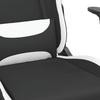Gaming Chair with Massage Function and Footrest Black and White Fabric