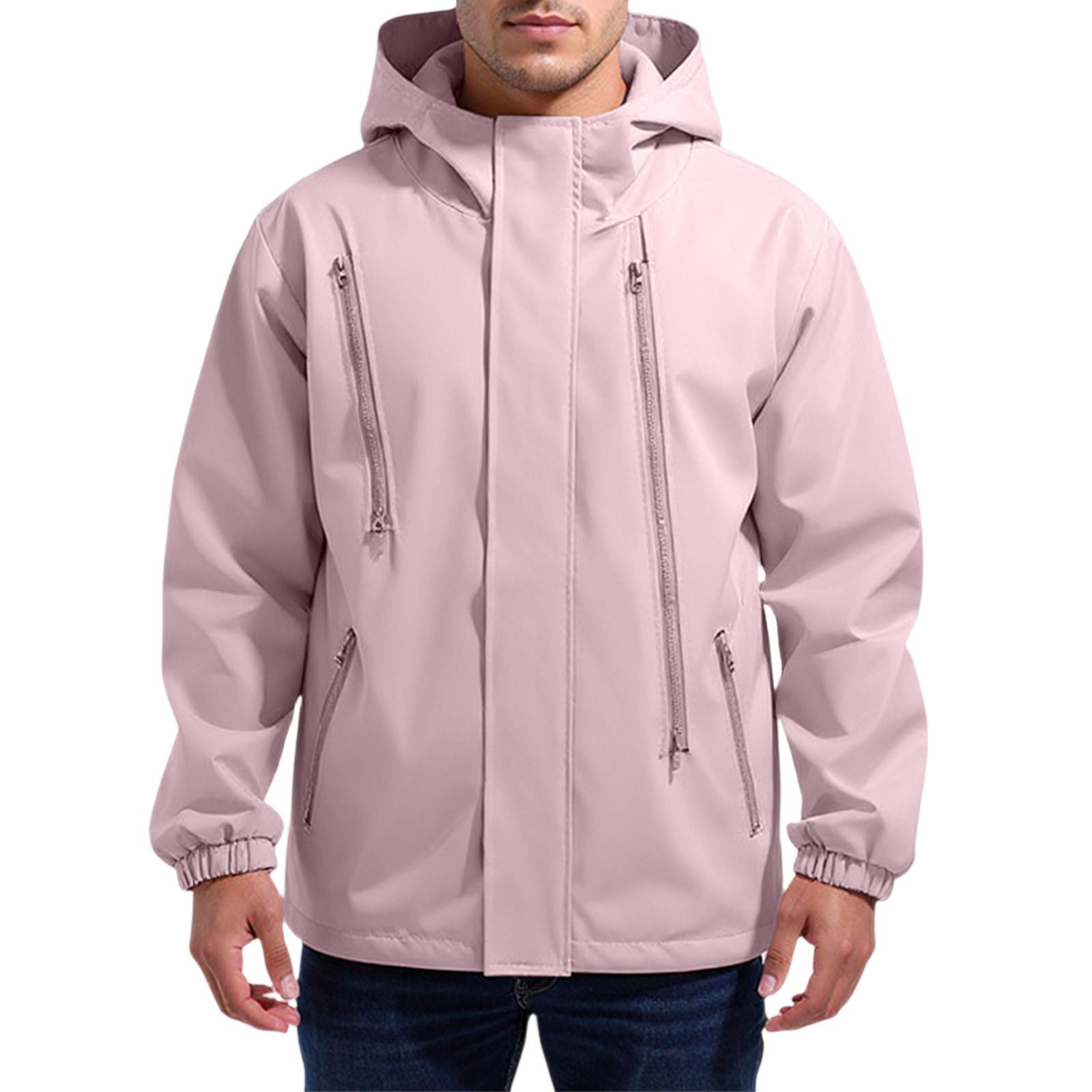 

Men S Loose Half Zipper Hooded Sweatshirt And Submachine Jacket XL розовый