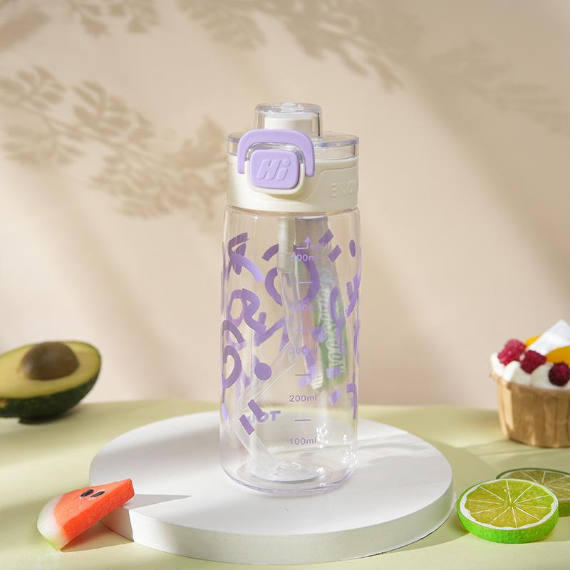 Water bottle sports water cup summer men's and women's outdoor plastic water cup portable high temperature resistant space cup simple high value cup