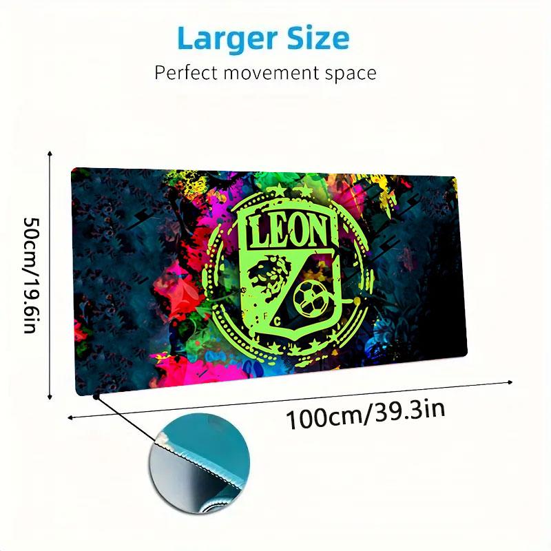 Leon Youth FC Mouse Pad, Large Gaming Desk Mat, Non-slip XXL Mousepad for Laptop & Tablet, Mini PC Playmat with Stitched Edges