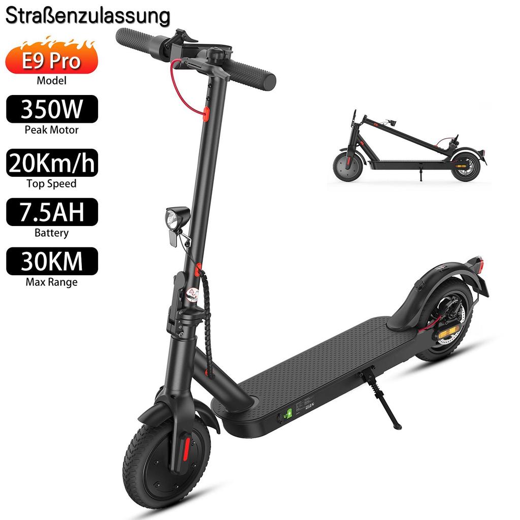Elektroroller Faltbar Mit Straßenzulassung E9 Pro Höchstgeschwindigkeit 20Km/h 36V 7.5AH Maximale Reichweite 30KM ABE-Zertifizierung