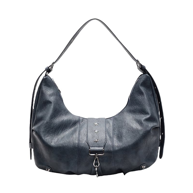 

Повседневная модная текстурная портативная наплечная сумка озеро синий