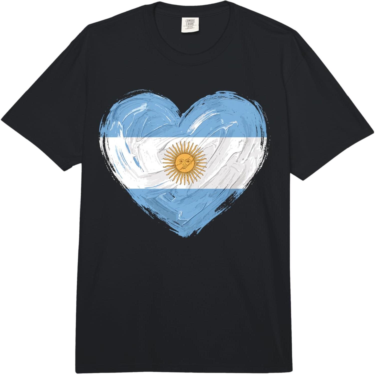Argentina Flag Heart Soccer Football Supporter Comfort Colors Adult Heavyweight T-Shirt S разноцветный
