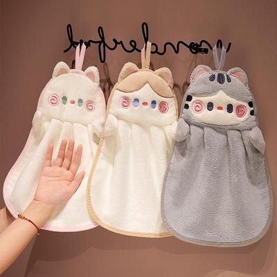 Cartoon Hug Cat Hand Towel Hanging Soft Absorbent Towel, Household Kitchen Cute Children'S Hand Towel