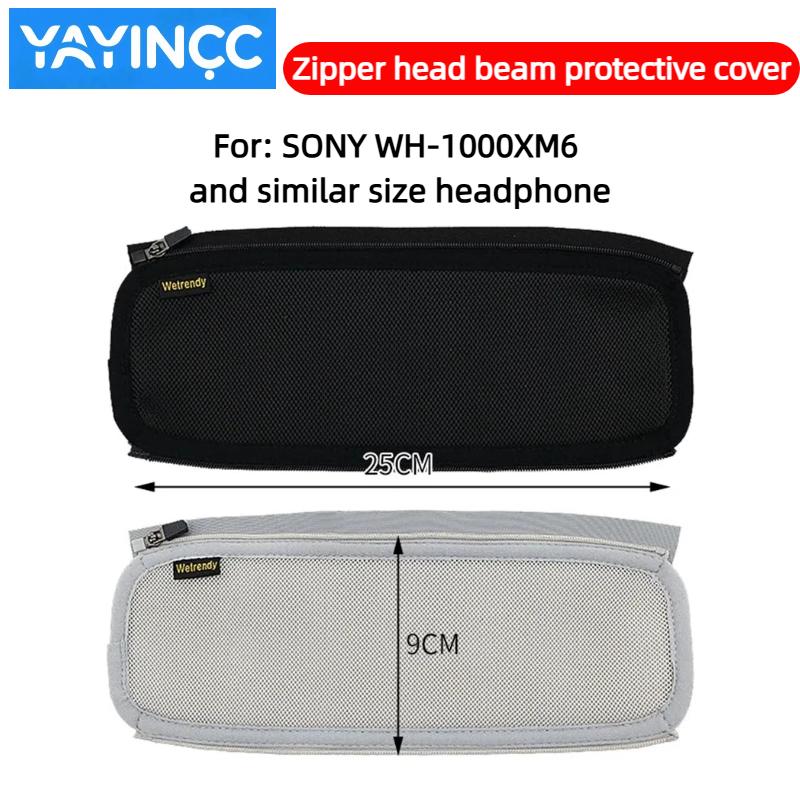 YAYINCC Kopfbügelabdeckung für SONY WH-1000XM6 Kopfhörer Reißverschluss gestrickter Stoff Kopfbügel Schutzabdeckung Fortgeschrittenes Gefühl