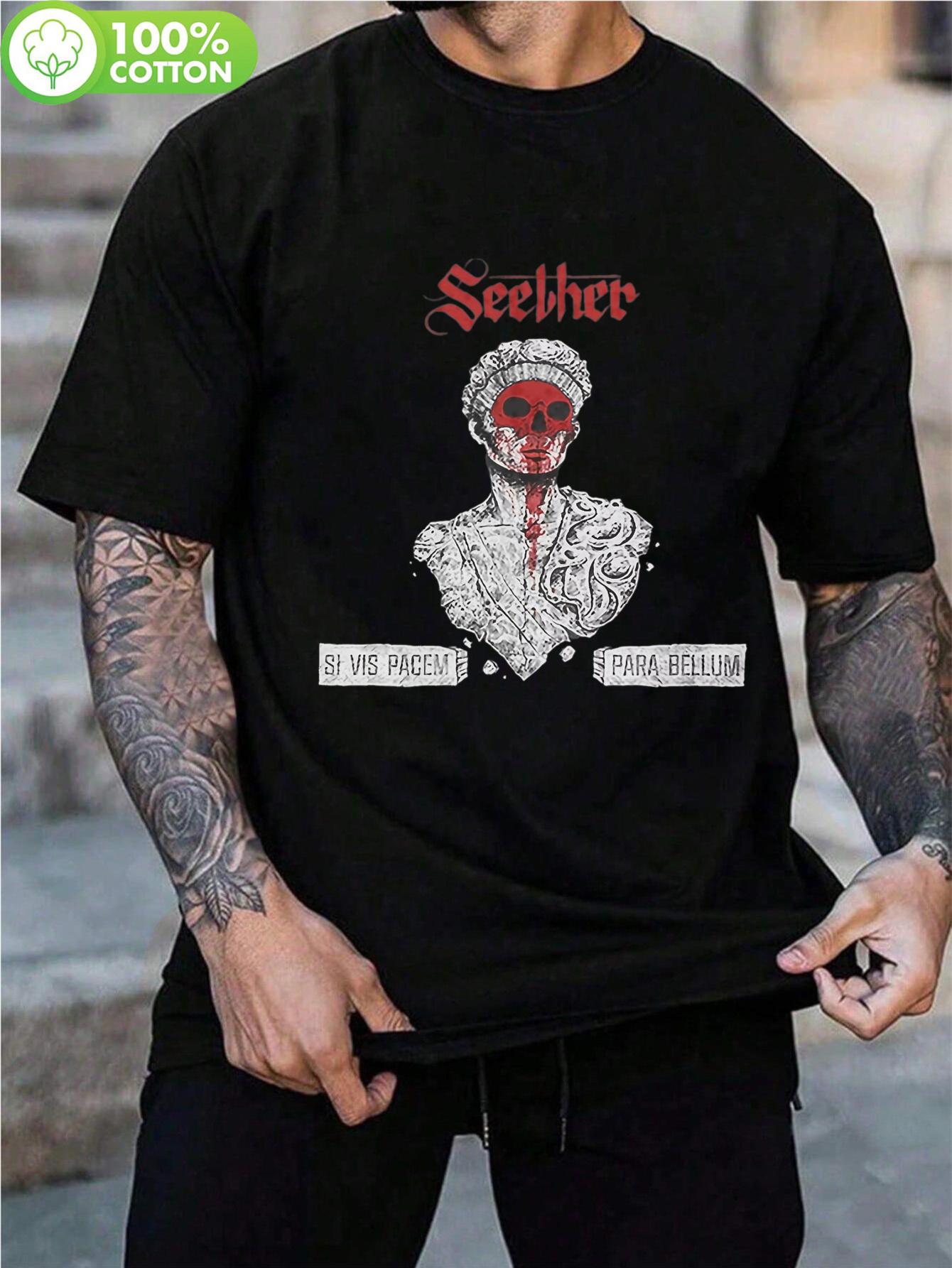 Men s Seether Heavy Metal Band Official Merchandise T-Shirt - 100% Cotton Vintage Logo & Gothic Lettering Print XXXXL