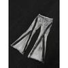 Men's Retro Gradient Micro-Flare Frayed Hem Jeans with Color Block Design