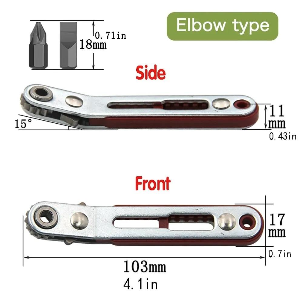 16 Teeth Ratchet Compact Tool Compact Toolkit 103mm*17mm 16 Teeth Ratchet Screwdriver Chrome Vanadium Steel Material