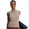 Lekasha Women's Cashmere Half-High Neck Solid Pullover Knit Vest Tank Top