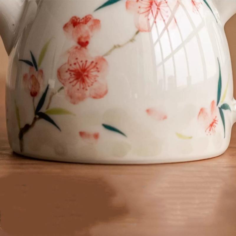 Teiera in Ceramica Cinese da 90ml Filtro a Sfera Fatto a Mano Teiera con Fiori di Pesco Infusore da Tè Bellezza Bollitore Set da Tè in Porcellana Articoli per il Tè