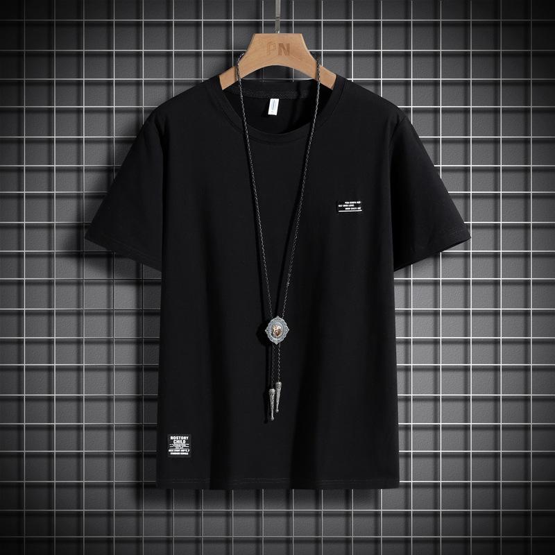 

9XL футболка из чистого хлопка мужская свободная с большим круглым вырезом и однотонным спортивным низом с коротким рукавом 9XL