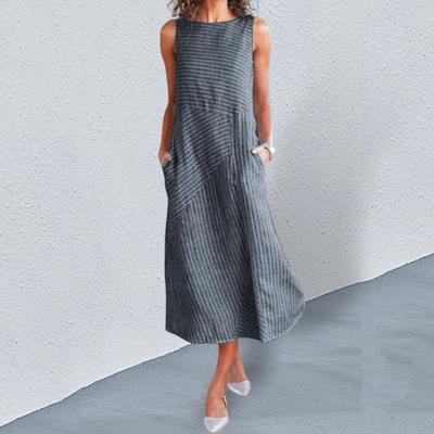 Damenkleid, O-Ausschnitt, weich, trendig, Kontrastfarbe, Damenkleid, Damenbekleidung