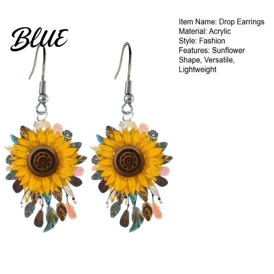 Exquisite Craftsmanship Jewelry 1 Pair Drop Earrings Sunflower Shape Lightweight